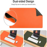 Orange 90cm*45cm Dual Side Office Desk Pad Waterproof PU Leather Computer Mouse Pad