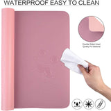 Pink 90cm*45cm Dual Side Office Desk Pad Waterproof PU Leather Computer Mouse Pad