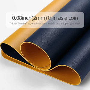 Dark Blue 90cm*45cm Dual Side Office Desk Pad Waterproof PU Leather Computer Mouse Pad