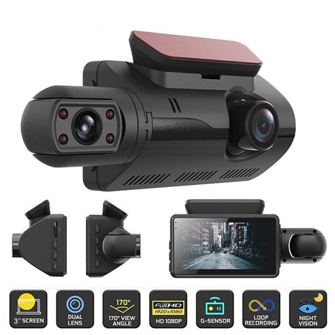 FHD Car DVR Camera DashCam Dash Cam Dual Record Hidden Recorder 1080P Parking Monitor