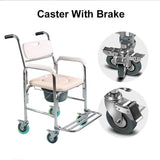 3-in-1 Mobile Rolling Chair Wheelchair Commode Bedside Toilet Chair Shower Chair