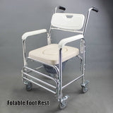 3-in-1 Mobile Rolling Chair Wheelchair Commode Bedside Toilet Chair Shower Chair