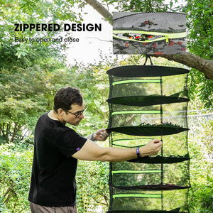 8-Layer 162cm Foldable Herb Vegetable Fruit Drying Dehydrating Rack Mesh Hanging Dryer