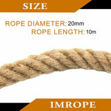 10m Sisal 20mm Rope Natural Twine Cord Thick Jute Hemp Manila  Crafting Home Decor