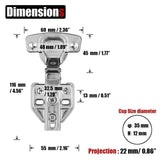 8 Pack 304 Stainless Steel Cabinet Hinges 100 Degree Soft Closing half Overlay Door Hinge Nickel Plated Finish