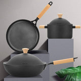 6Pcs Cookware Set Non-Stick Soup Pot Wok Fry Pan Lid Kitchen Kitchen Restaurant Cookware