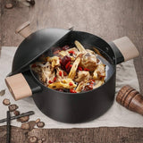 Non-stick Carbon Steel Dutch oven soup pot pan frying pan with lid wooden handle