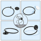 Bathroom Towel Ring Bathroom Towel Rack Adhesive Hand Towels Holder Towel Hanger Round Black