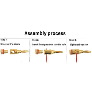 2X Banana Plugs 24K Audio Jack Connector for Speaker stereo Cable Black& Red