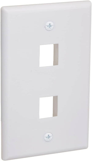 2 Port QuickPort outlet Wall Plate face plate, two Gang White