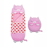 Kids Sleeping Bag Happy Children Toy Plush Pink Cat