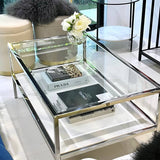 Interior Ave - Vogue Coffee Table - White Marble Stone & Glass