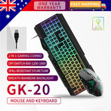 Mouse Keyboard 2 In 1 Backlight Gaming Breathing Rainbow LED Combo for PC Laptop