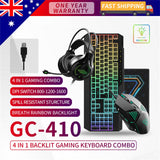 Gaming Mouse Keyboard Combo 4 In 1 Backlight Combination Breathing Rainbow LED