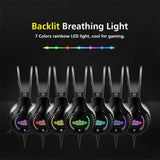 Rainbow Light Gaming Headset Flexible Microphone 7-Color Rainbow LED Lamp