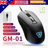 Gaming Mouse Rainbow Breathing LED 4 Buttons DPI Switch For Computer Laptop