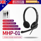 3.5mm Multi Device Stereo Headset Adjustable Headband Noiseless Volume Control