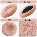 Pet Dog Bedding Warm Plush Round Comfortable Nest Comfy Sleep kennel Pink XL 100