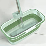 Cleanix Silicone Folding Bucket Household Mop Outdoor Portable Plastic Bucket Grass Green