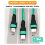 Mobax Nylon Woven 100W Super Fast Charging 3-in-1 USB Charger Charging Cable Green