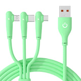 Mobax 66W Elbow Liquid Silicone Fast Charging Three-In-One Fast Charge Data Cable Green