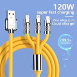 Mobax 120W Zinc-Alloy Super Fast Charging Belt Lights Three-In-One Data Line Yellow