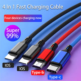 Mobax Nylon Woven 3A Super Fast Charging 4-in-1 USB Charger Charging Cable for Android