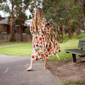 Linen Connections Frida Floral Cotton Velvet Kimono Bathrobe Gift for her, Bridal Robes CK78