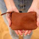 Genuine leather pouch, leather zipper pouch, tool pouch, leather clutch, leather zipper bag, travel bag, leather travel bag