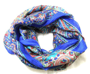 Linen Connections Silk Scarf Neck Wrap Head Scarf Indian Scarf Stol Winter Fashion Boho Paisley Handmade Vintag