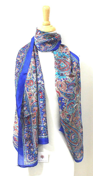 Linen Connections Silk Scarf Neck Wrap Head Scarf Indian Scarf Stol Winter Fashion Boho Paisley Handmade Vintag