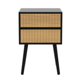 Oslo Bedside Table with 2 Drawer in Black & Natural