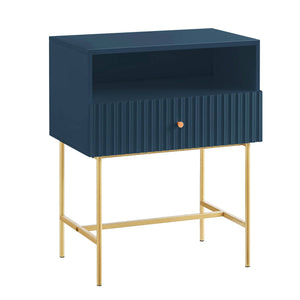 Lucia Slender Fluted Bedside Tabel In Blue