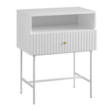 Lucia Slender Fluted Bedside Tabel In White