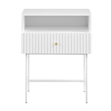 Lucia Slender Fluted Bedside Tabel In White