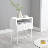 Lucia Slender Fluted Bedside Tabel In White