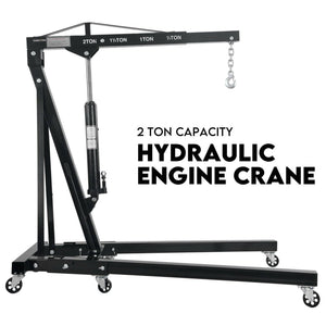 2 Ton Hydraulic Engine Crane Folding Hoist Stand Mobile Garage Workshop