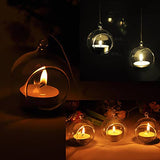 24 Bulk Buy of Hanging Clear Glass Ball Tealight Candle Holder  - 8cm Diameter / High - Wedding Globe Decoration Terrarium Succulent Plant Mini Garden Holder Decor Craft Gift