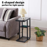 Casadiso Mintaka Pro: E-Shaped Sofa Side Table with Built-in Power Board, Black