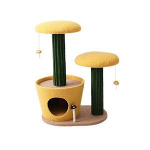 CATIO 2-Level Yellow Mushroom Cat Scratching Tree