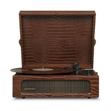 Crosley Voyager Bluetooth Portable Turntable - Brown Croc + Bundled Majority D40 Bluetooth Speakers - Black