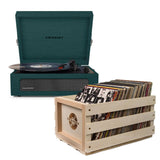 Crosley Voyager Bluetooth Portable Turntable - Dark Aegean + Bundled Record Storage Crate