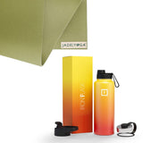 Jade Yoga Harmony Mat - Olive & Iron Flask Wide Mouth Bottle with Spout Lid, Fire, 40oz/1200ml Bundle