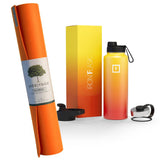 Jade Yoga Harmony Mat - Orange & Iron Flask Wide Mouth Bottle with Spout Lid, Fire, 40oz/1200ml Bundle