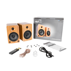 Kanto YU6 200W Powered Bookshelf Speakers with Bluetooth® and Phono Preamp - Pair, Bamboo