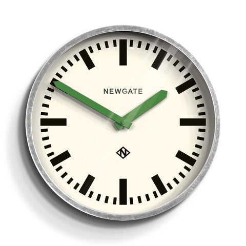 Newgate Luggage Wall Clock Galvanised Green Hands