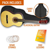 3rd Avenue Full Size Classical Guitar Pack - Natural