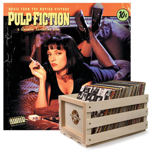 Crosley Record Storage Crate & Various Artists Pulp Fiction - Vinyl Album Bundle