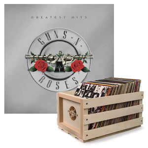 Crosley Record Storage Crate & Guns N Roses Greatest Hits - Double Vinyl Album Bundle