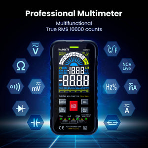 KAIWEETS Digital Multimeter Voltmeter Smart Electrical Tester Measures Voltage Current Resistance Continuity Duty-Cycle Capacitance Temperature Frequency Auto Ranging 10000 Counts TRMS